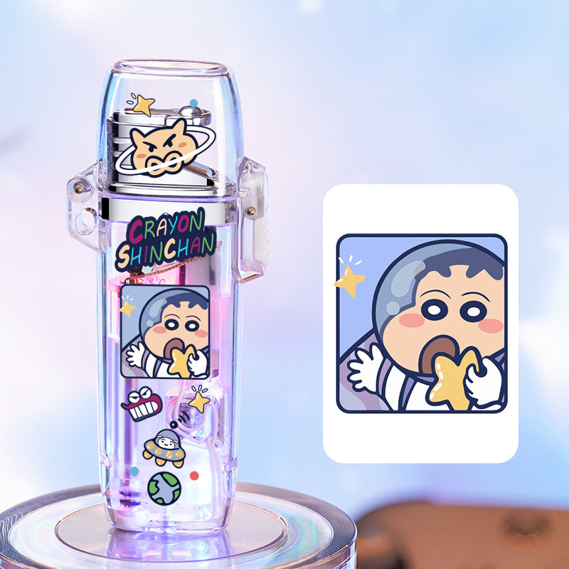 Cute cartoon lighter / case and flash lighter windproof colorful flame lighter