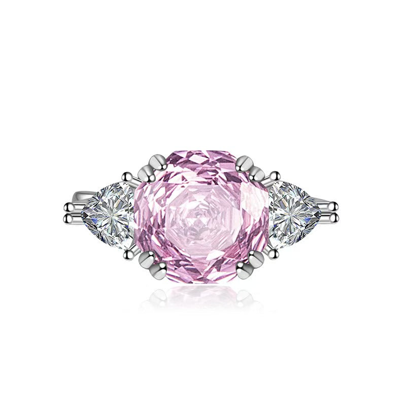 Rose high carbon diamond ring, earring and pendant three-piece set
