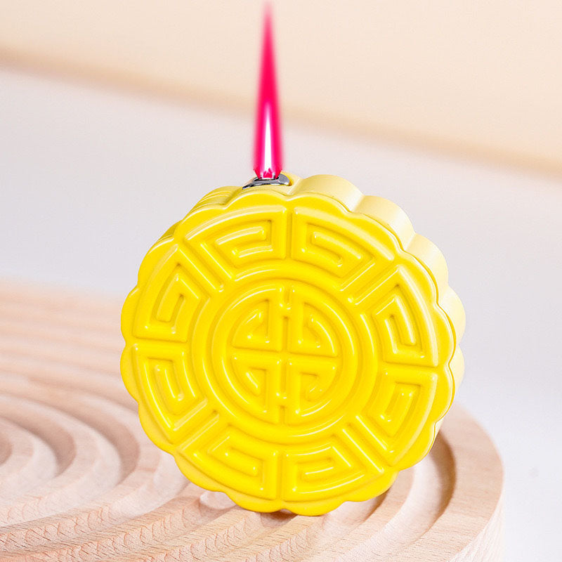 Cute mooncake lighter refillable with pink flame