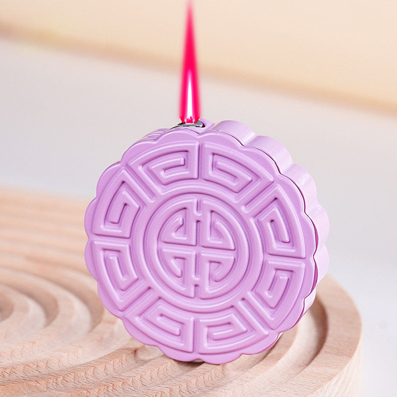 Cute mooncake lighter refillable with pink flame