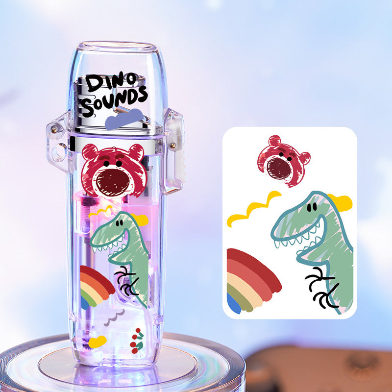 Cute cartoon lighter / case and flash lighter windproof colorful flame lighter